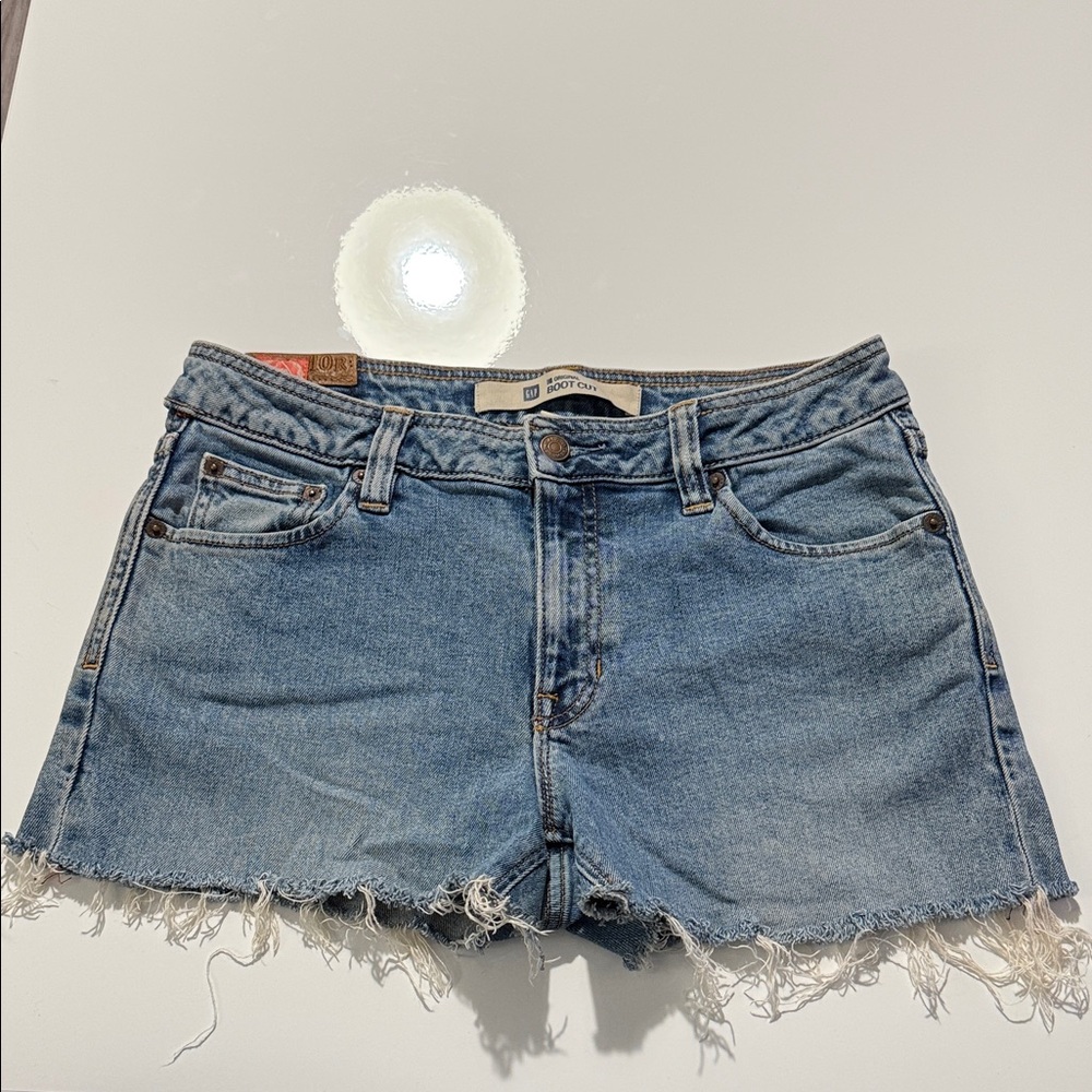 GAP 1969 Boot Cut Light Blue Frayed Denim Cutoff Shorts Size 10R